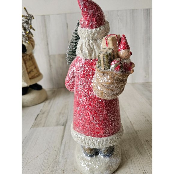 Shabby chic Santa tree presents Xmas decor glitter unique - Picture 3 of 9